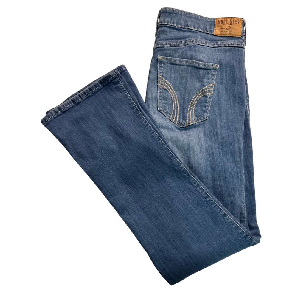 Hollister High Rise Bootcut Jeans Womens 13 W31 Medium Wash Distressed Denim